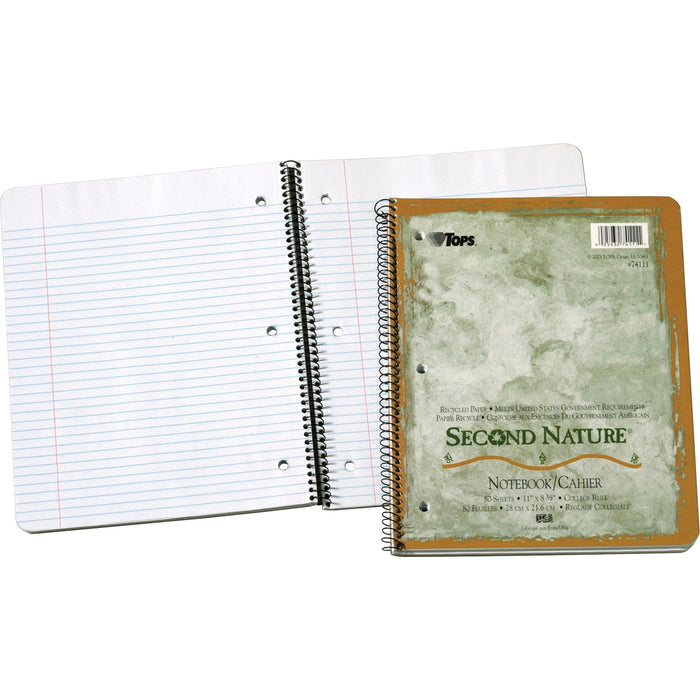 TOPS Second Nature College Rule Spiral Notebooks - Letter