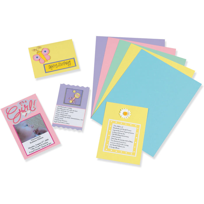 Pacon Laser Printable Multipurpose Card Stock - Pastel Pink, Pastel Blue, Pastel Canary, Pastel Green, Pastel Lilac - Recycled - 10% Recycled Content