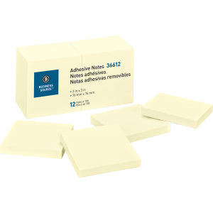 Business Source Yellow Repositionable Adhesive Notes