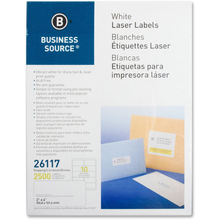 Business Source Bright White Premium-quality Shipping Labels