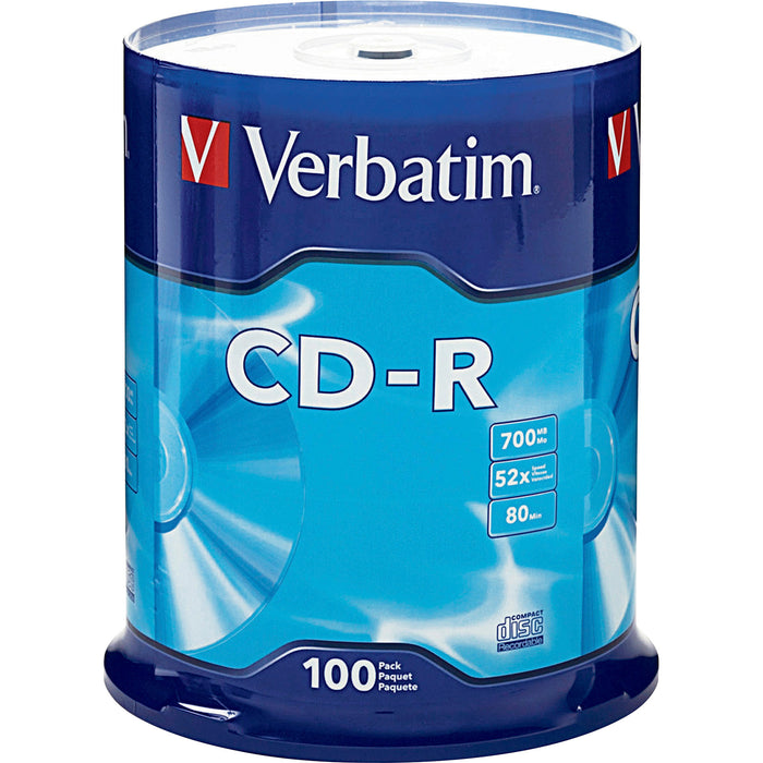 Verbatim CD-R 700MB 52X with Branded Surface - 100pk Spindle