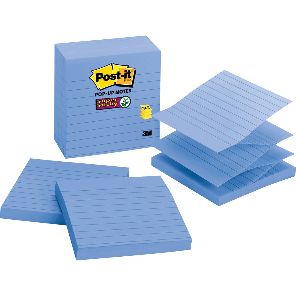 Post-it® Super Sticky Pop-up Notes, 4"x 4", Periwinkle, Lined