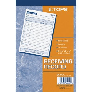 TOPS Carbonless Receiving Record Forms