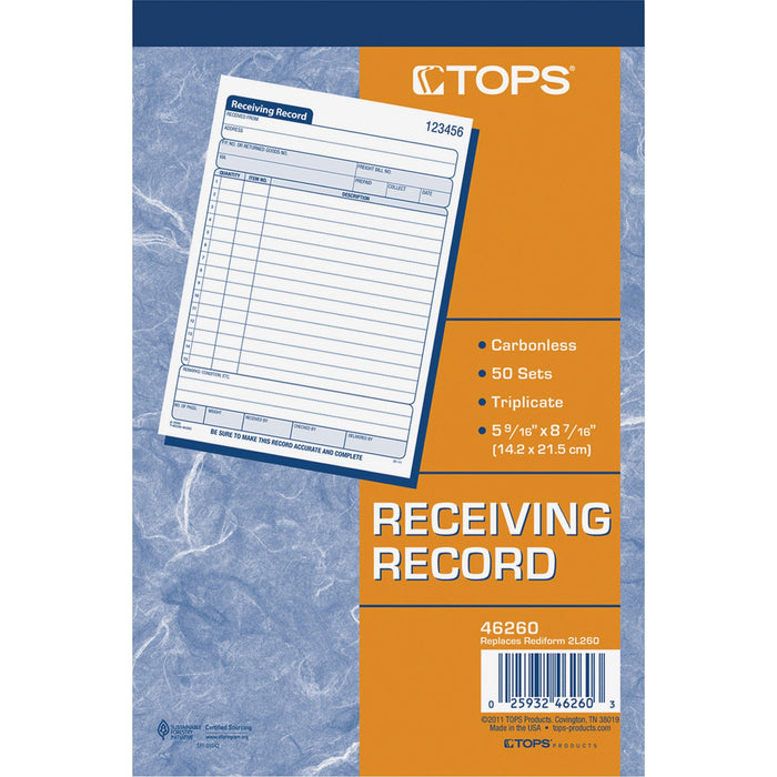 TOPS Carbonless Receiving Record Forms