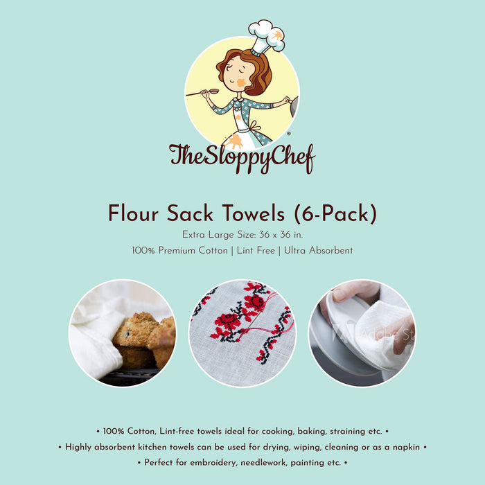 The Sloppy Chef Cotton Kitchen Bar Mop Towels, 4 Count