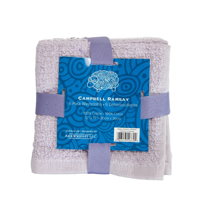 Wholesale Pack of 6 Campbell Ramsey Washcloths 12x12 - Assorted